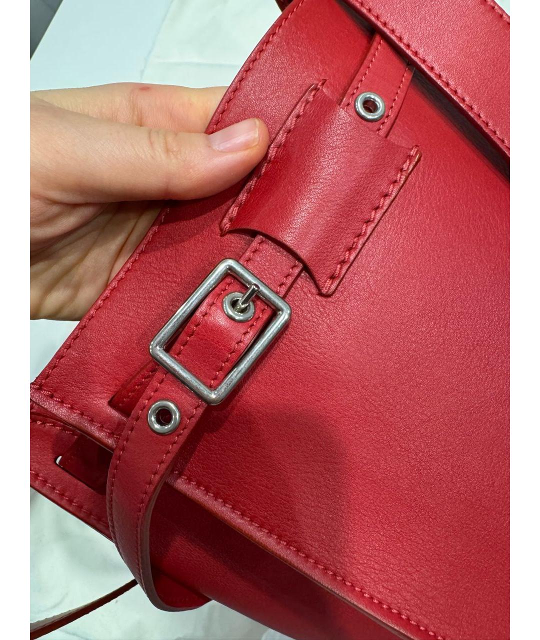 CELINE Красная кожаная сумка через плечо, фото 5