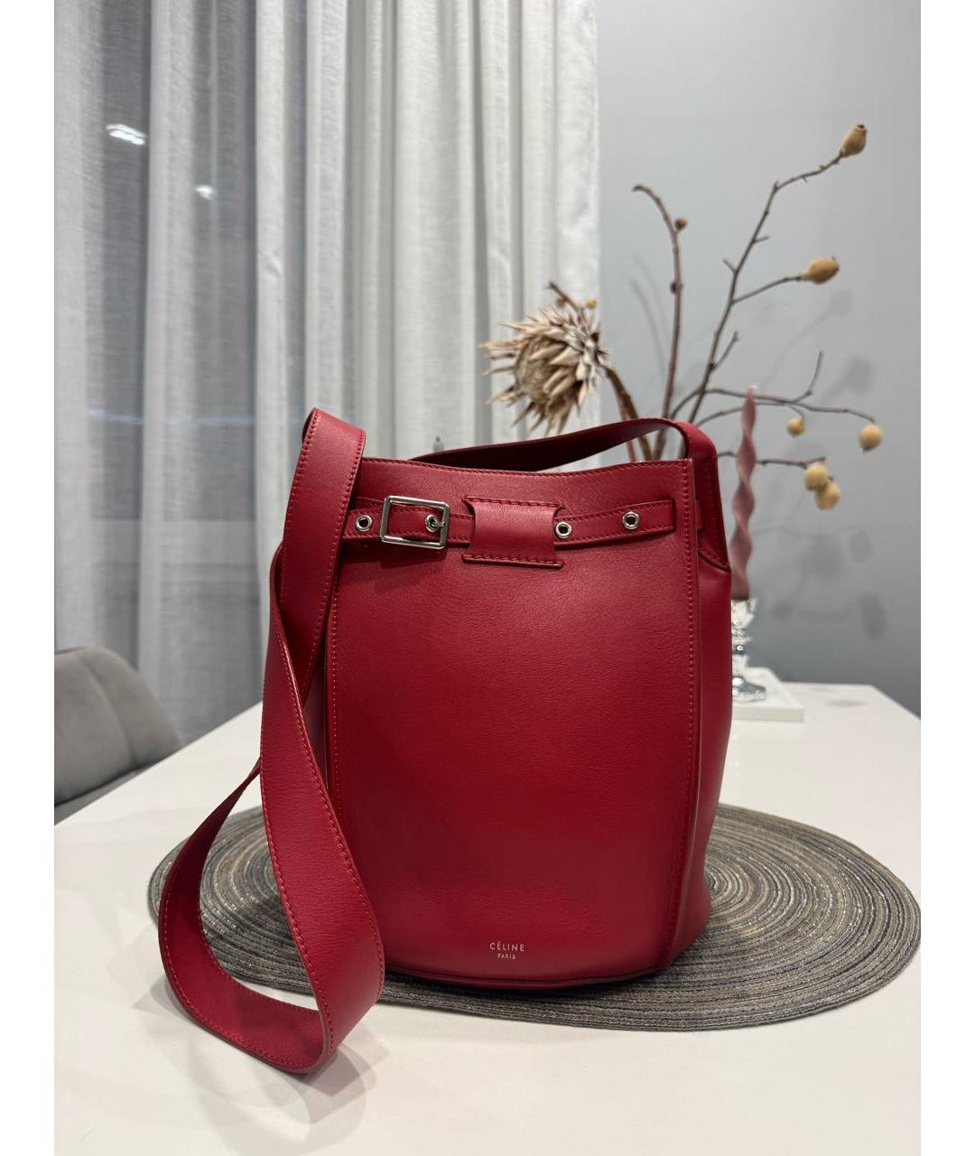 CELINE Красная кожаная сумка через плечо, фото 9