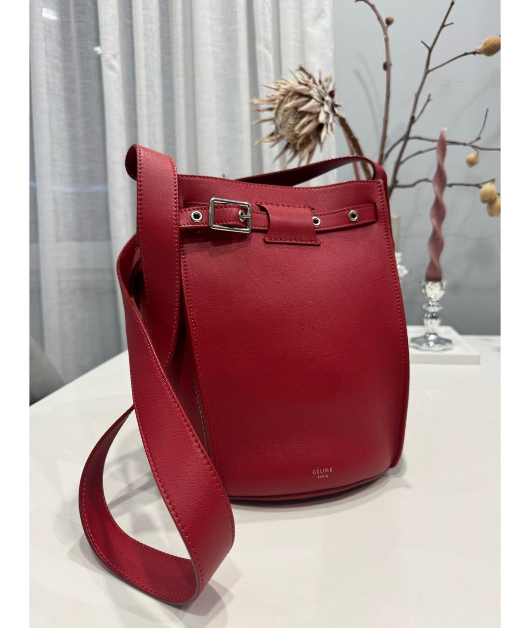 CELINE Красная кожаная сумка через плечо, фото 2