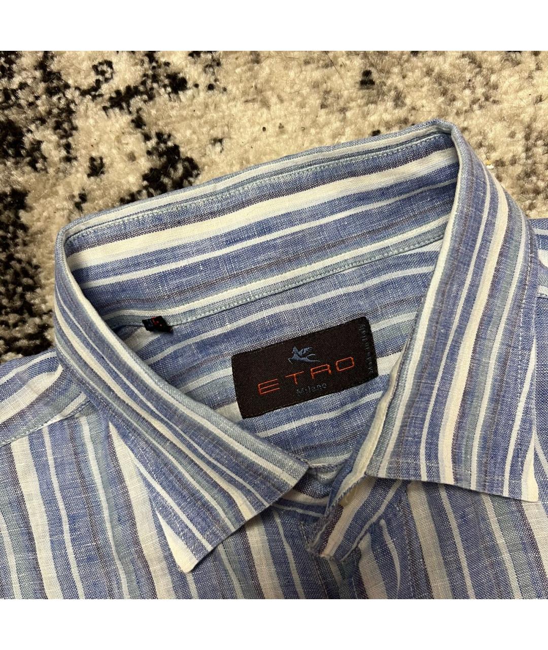 ETRO Голубая льняная кэжуал рубашка, фото 3