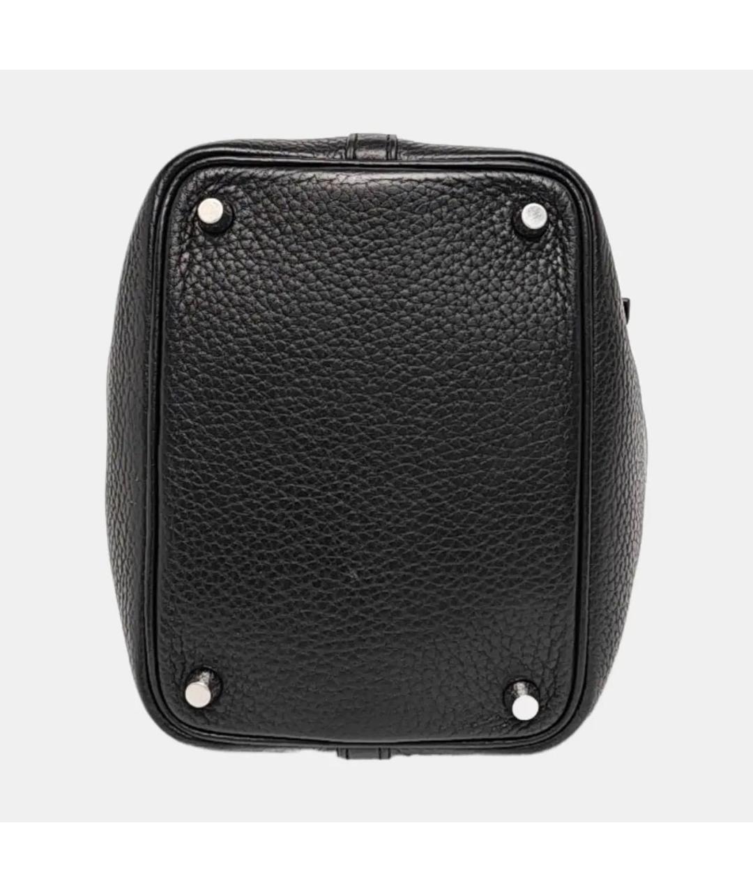 HERMES Черная кожаная сумка с короткими ручками, фото 5