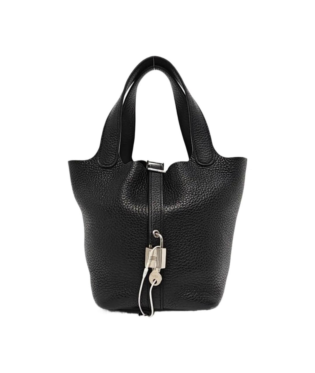 HERMES Черная кожаная сумка с короткими ручками, фото 9