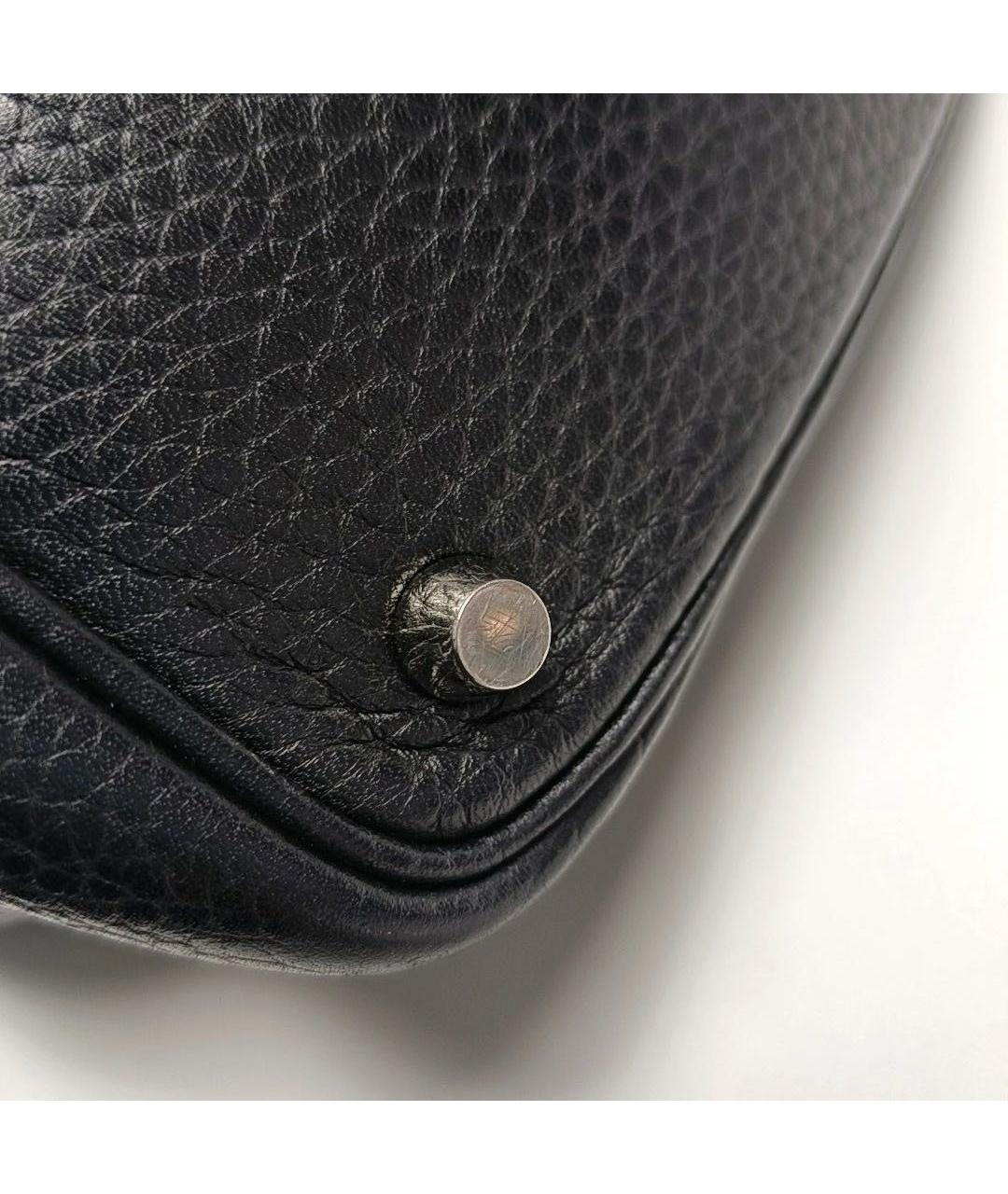 HERMES Черная кожаная сумка с короткими ручками, фото 7