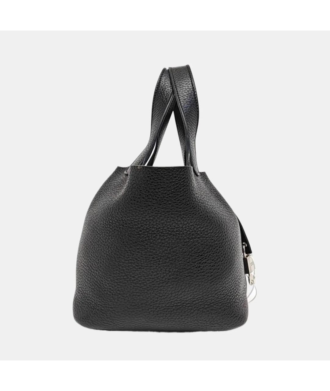 HERMES Черная кожаная сумка с короткими ручками, фото 3