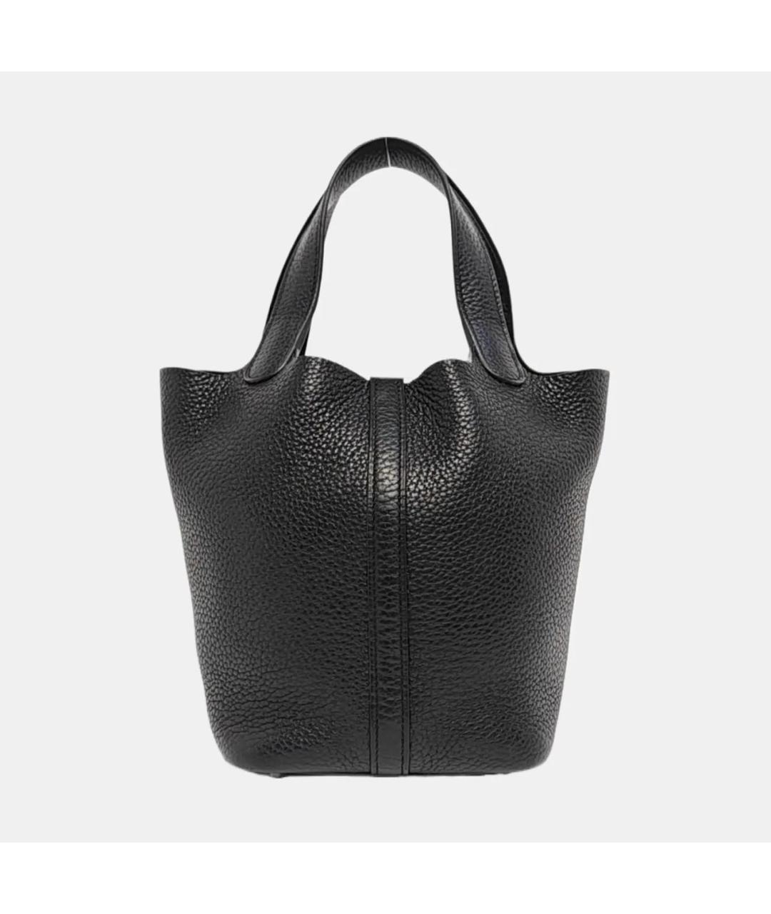 HERMES Черная кожаная сумка с короткими ручками, фото 4