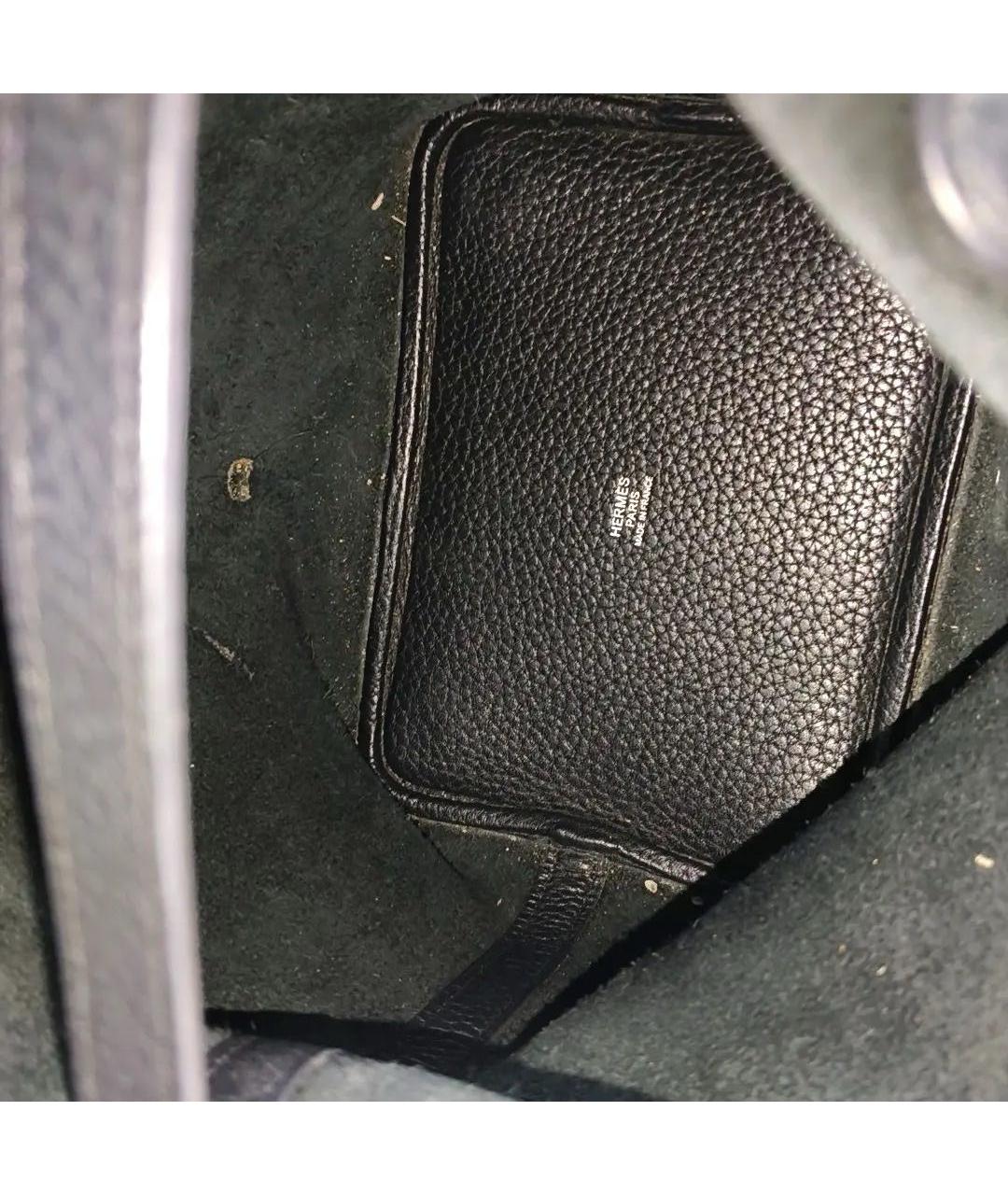 HERMES Черная кожаная сумка с короткими ручками, фото 6