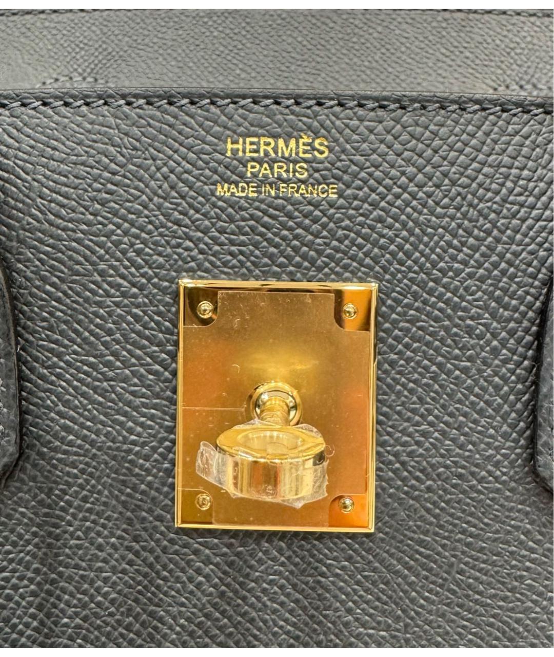 HERMES Темно-синяя кожаная сумка с короткими ручками, фото 5