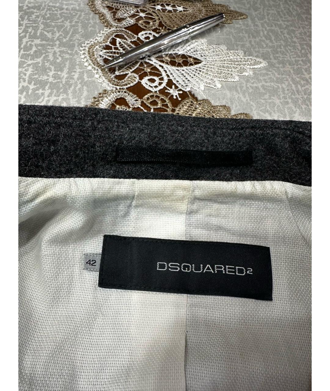 DSQUARED2 Антрацитовое шерстяное пальто, фото 8