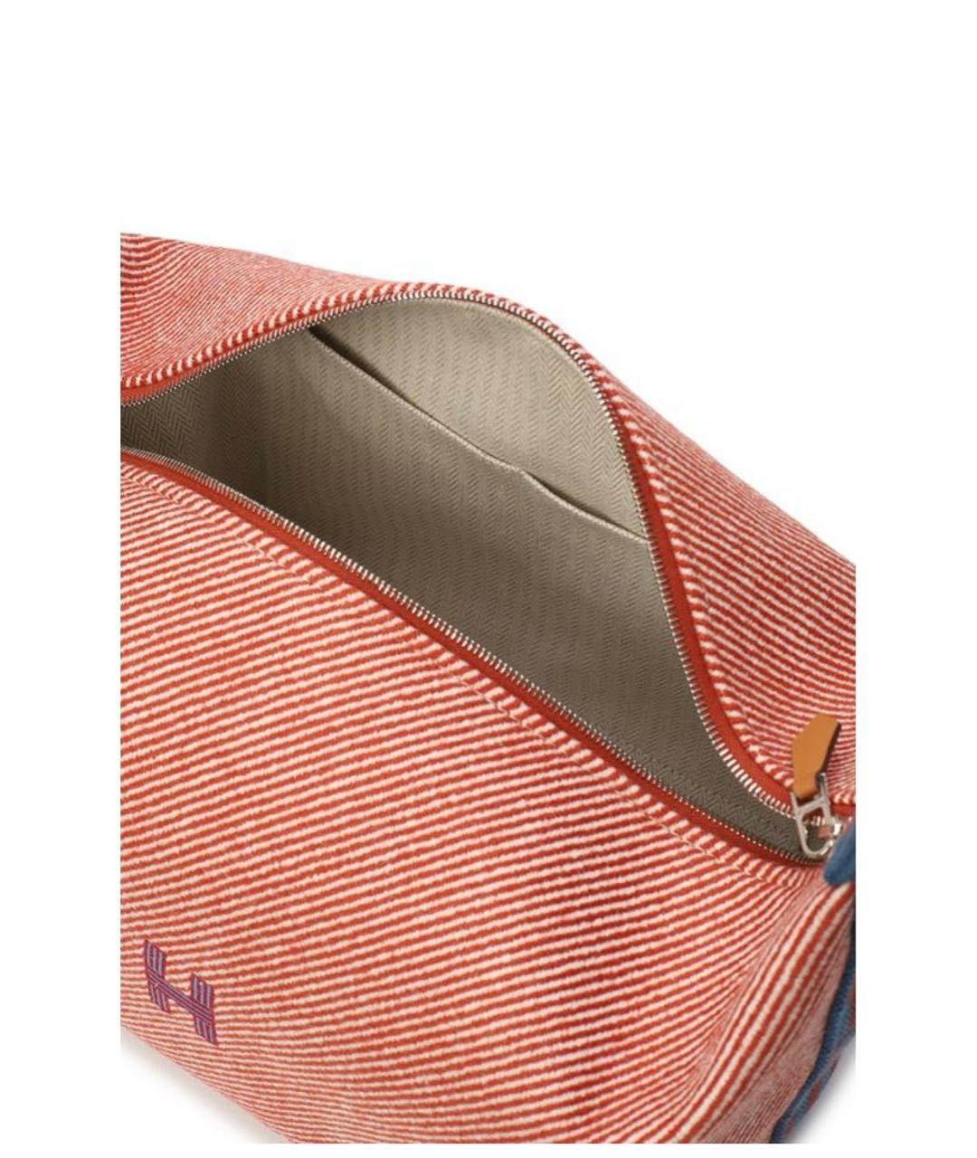 HERMES Красная шерстяная косметичка, фото 4