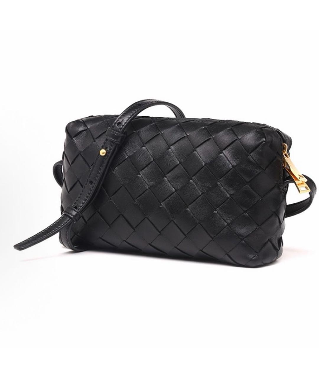 BOTTEGA VENETA Черная кожаная сумка через плечо, фото 2