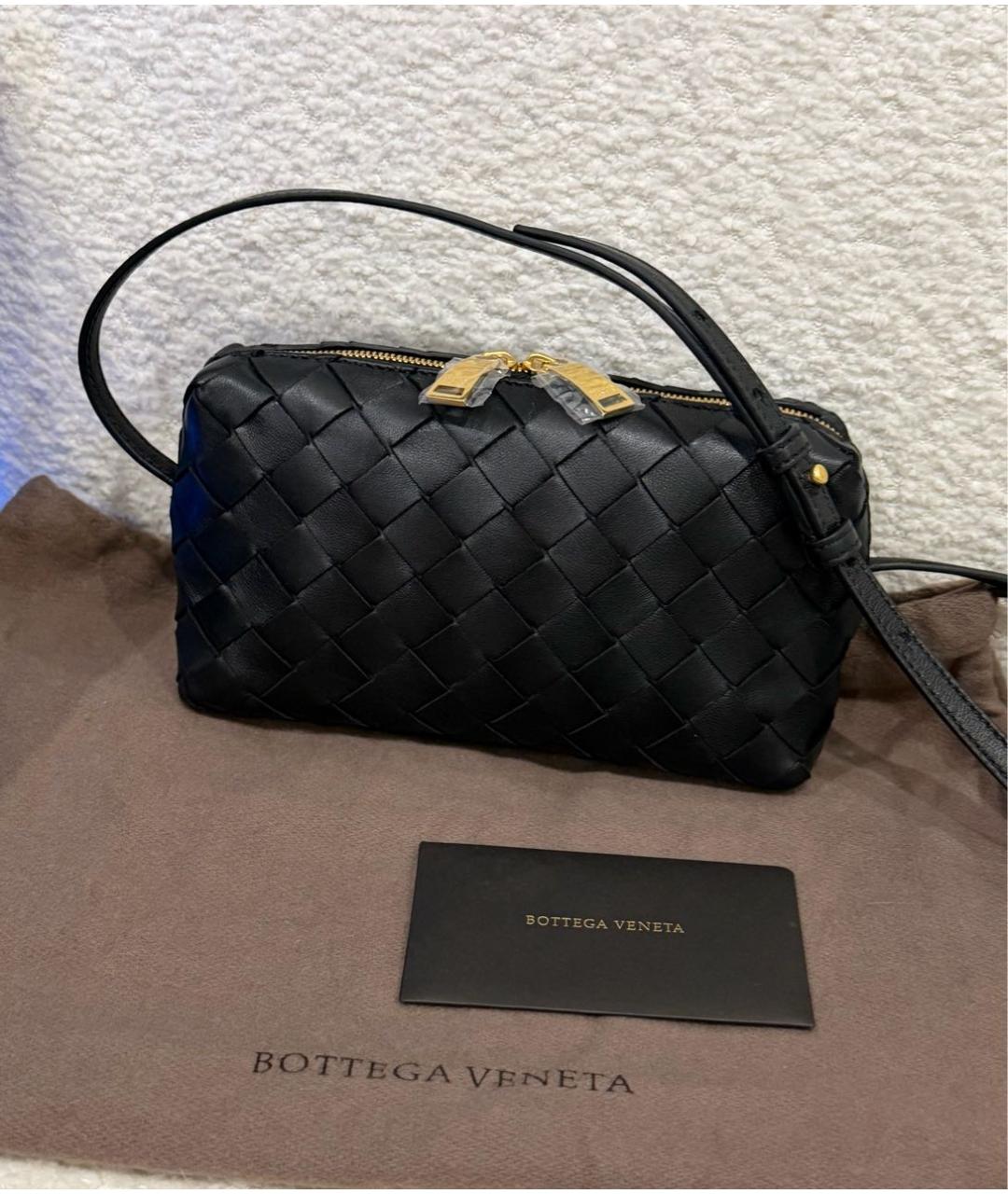 BOTTEGA VENETA Черная кожаная сумка через плечо, фото 4