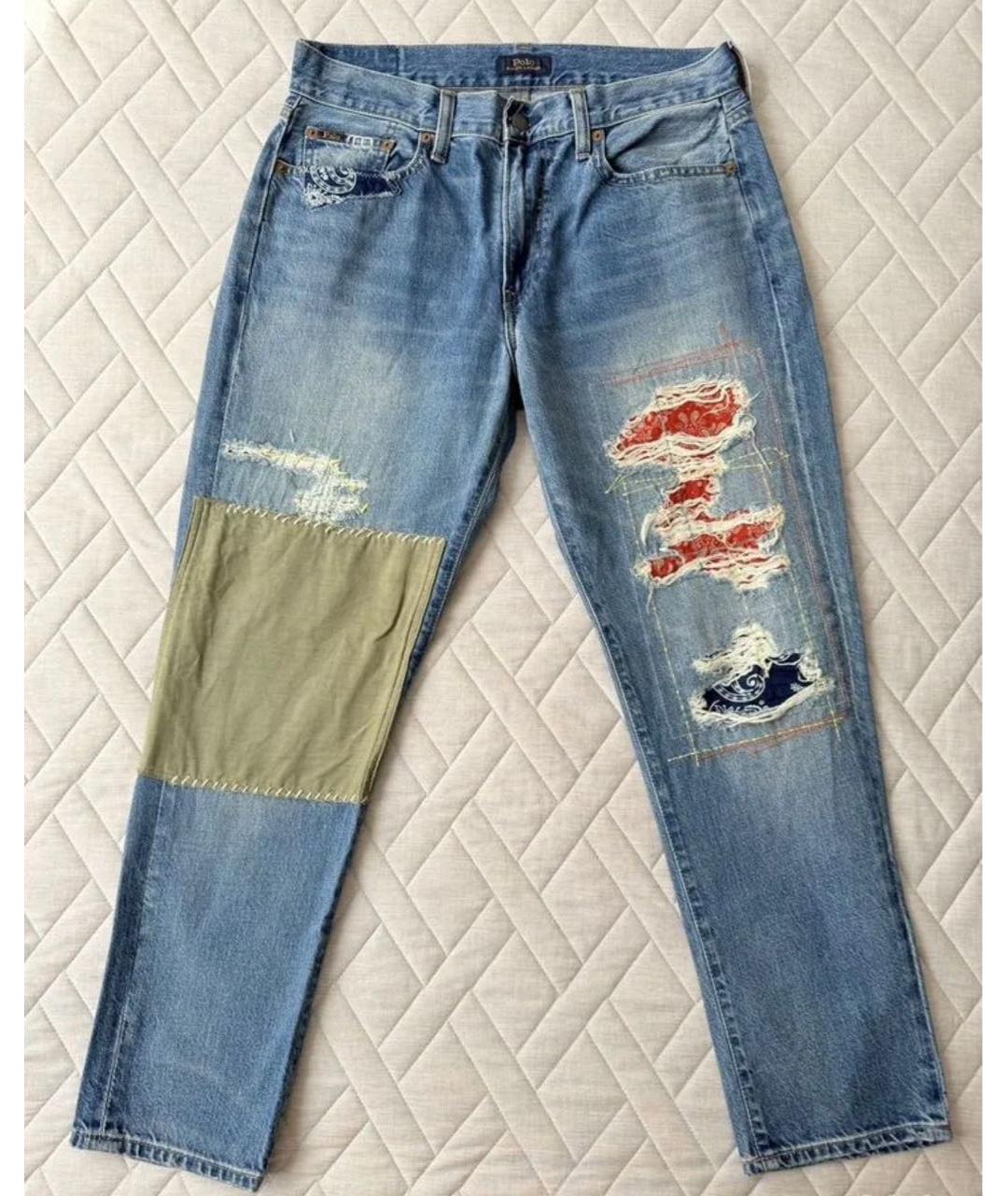 POLO RALPH LAUREN Голубые хлопковые джинсы слим, фото 8