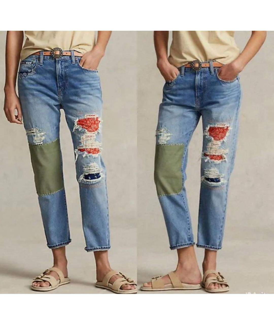 POLO RALPH LAUREN Голубые хлопковые джинсы слим, фото 5