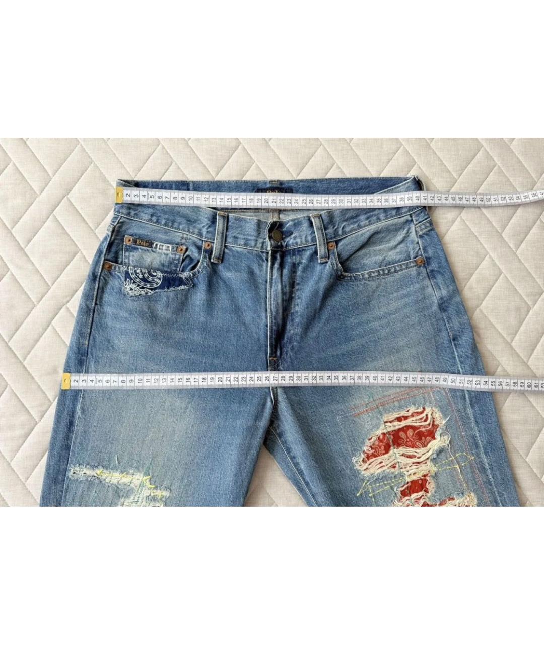 POLO RALPH LAUREN Голубые хлопковые джинсы слим, фото 6