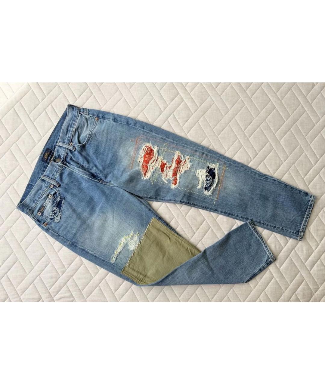 POLO RALPH LAUREN Голубые хлопковые джинсы слим, фото 2