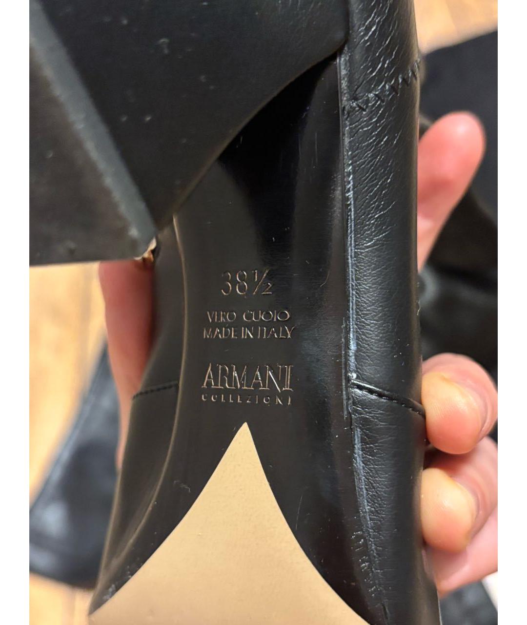 ARMANI COLLEZIONI Черные кожаные ботфорты, фото 4