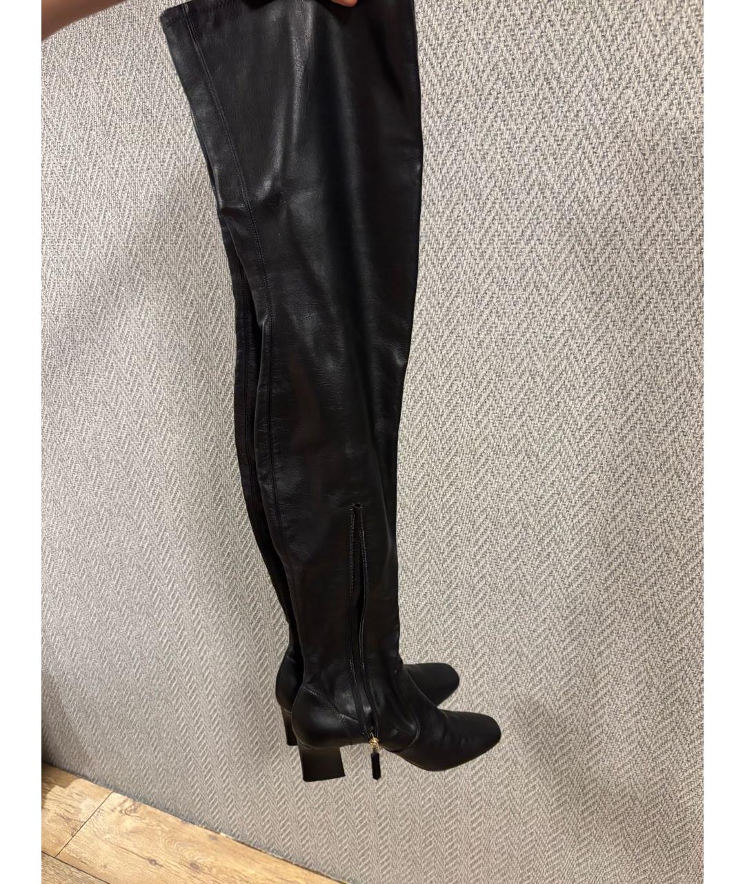 ARMANI COLLEZIONI Черные кожаные ботфорты, фото 3