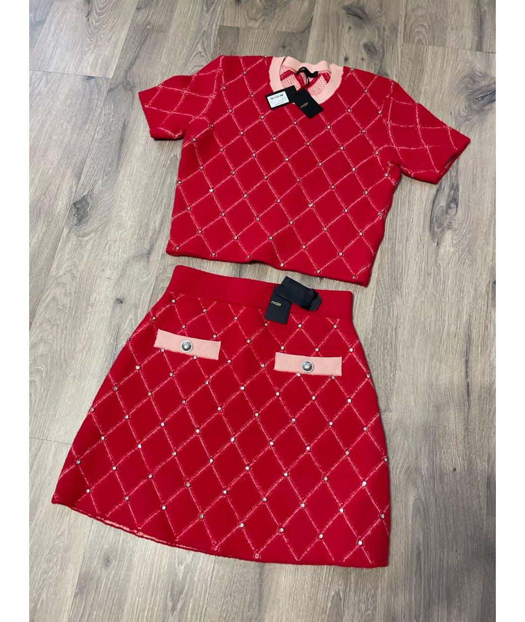 MAJE Красный вискозный костюм с юбками, фото 2