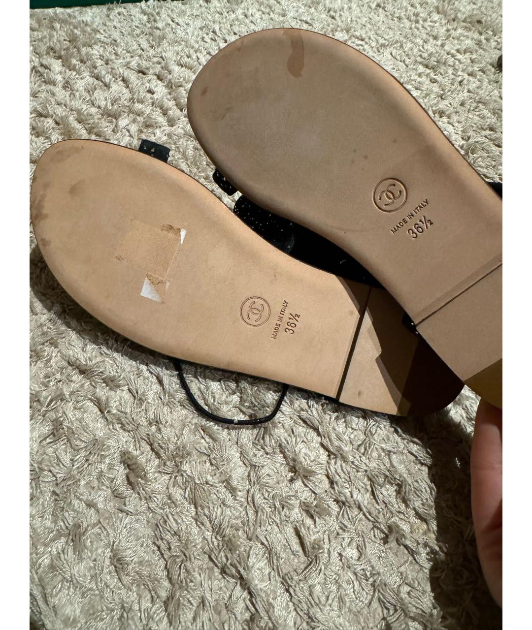 CHANEL Черные текстильные сандалии, фото 6