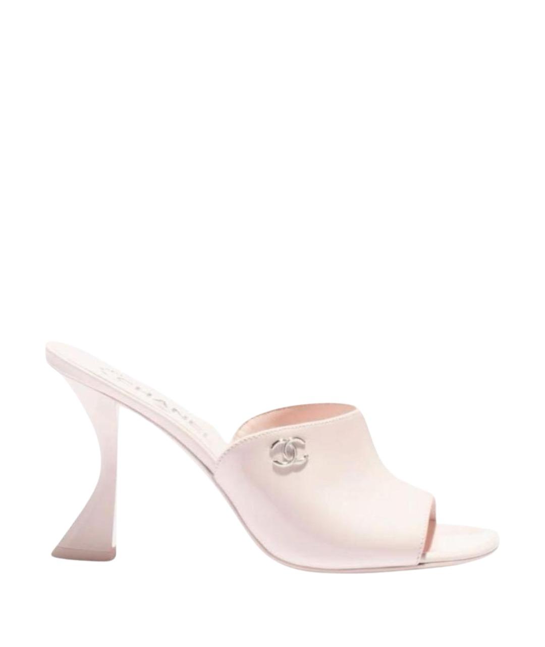 CHANEL Розовые мюли из лакированной кожи, фото 1