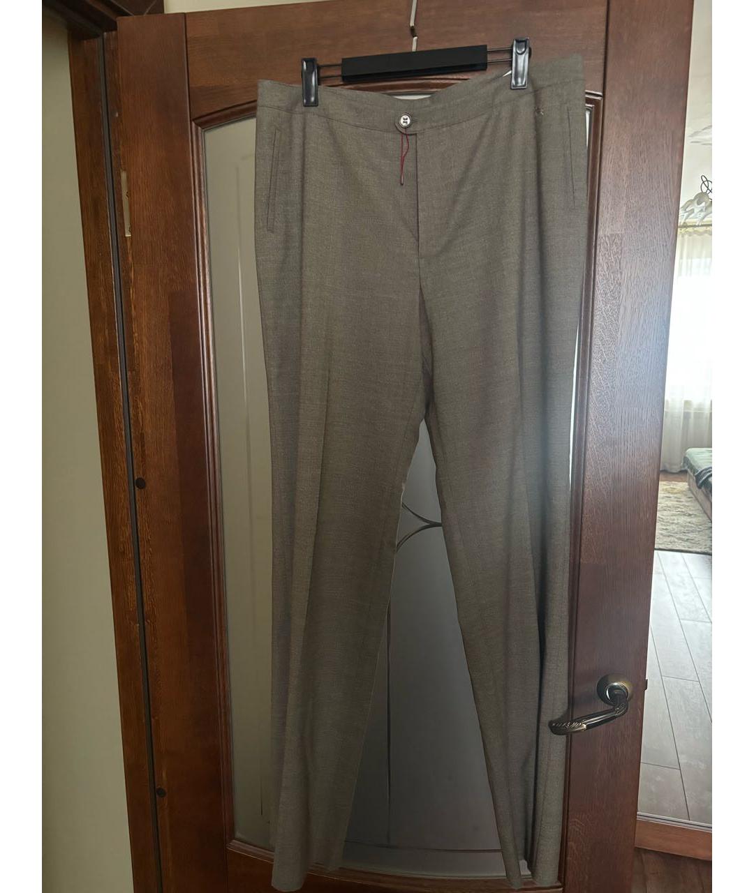 BURBERRY Бежевые полиэстеровые брюки широкие, фото 4