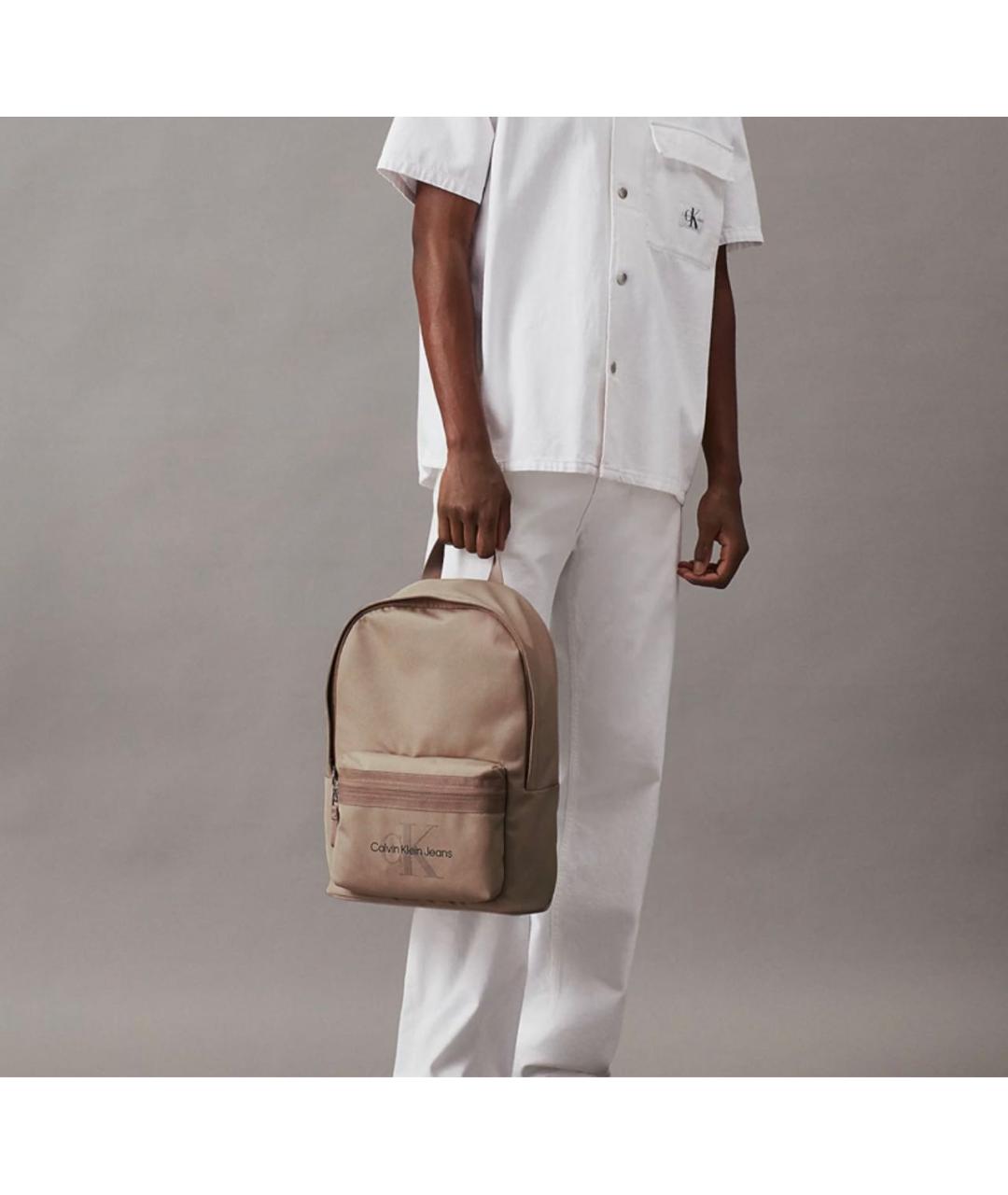 CALVIN KLEIN Бежевый тканевый рюкзак, фото 4