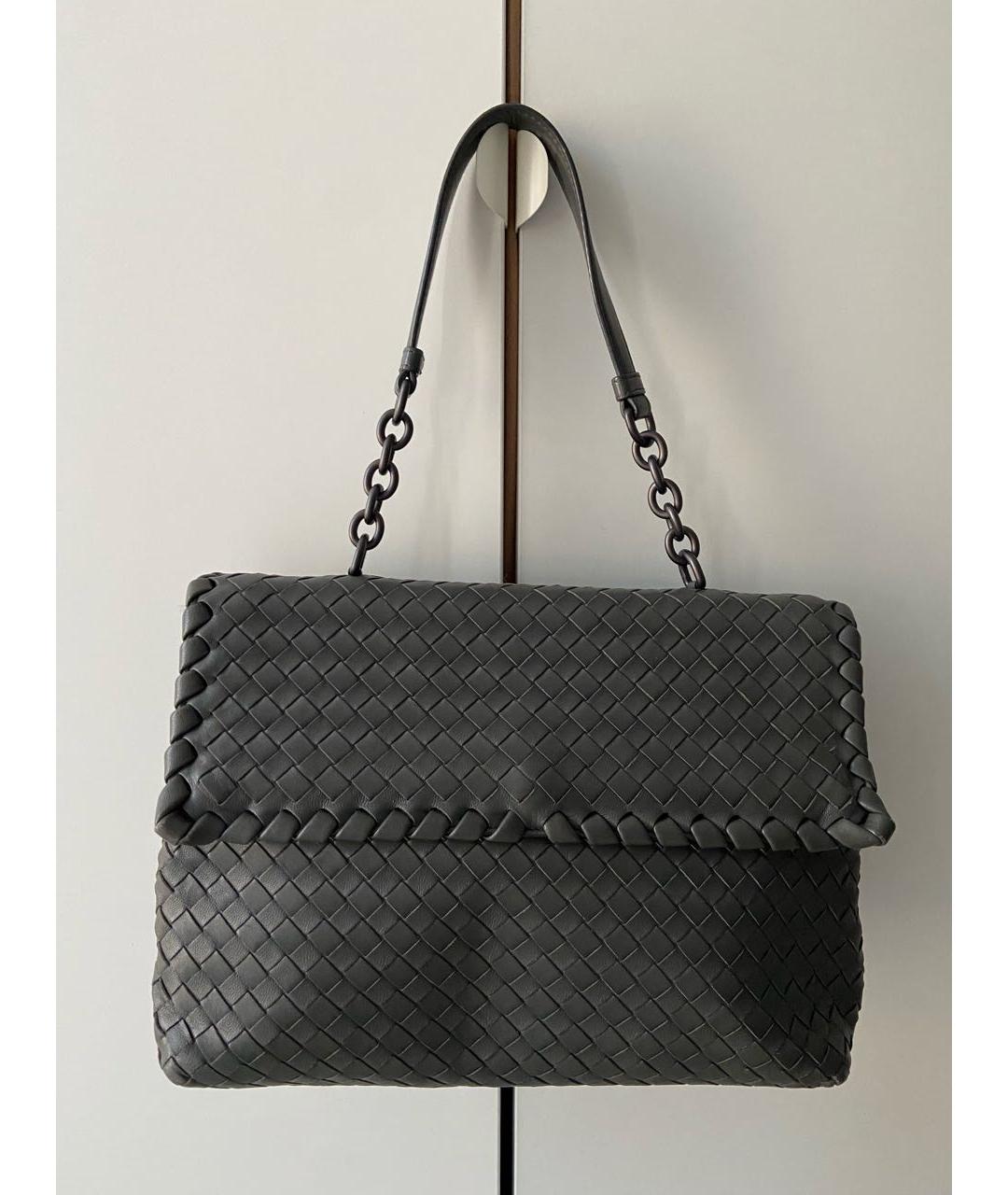 BOTTEGA VENETA Серая кожаная сумка с короткими ручками, фото 9