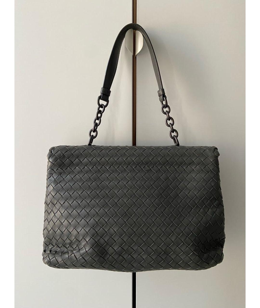 BOTTEGA VENETA Серая кожаная сумка с короткими ручками, фото 2