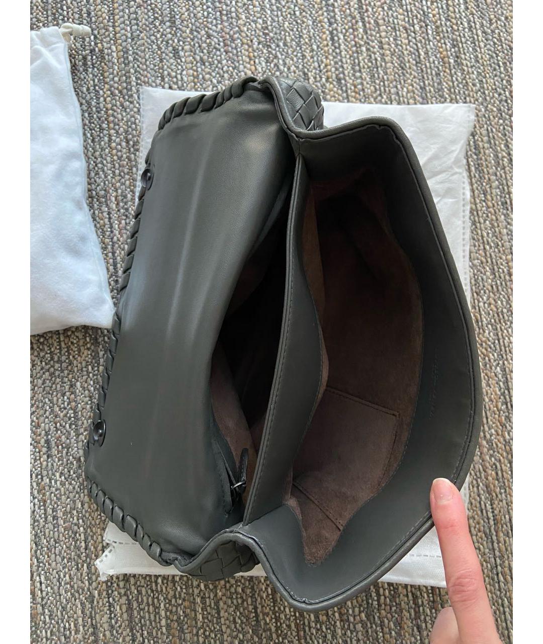 BOTTEGA VENETA Серая кожаная сумка с короткими ручками, фото 3