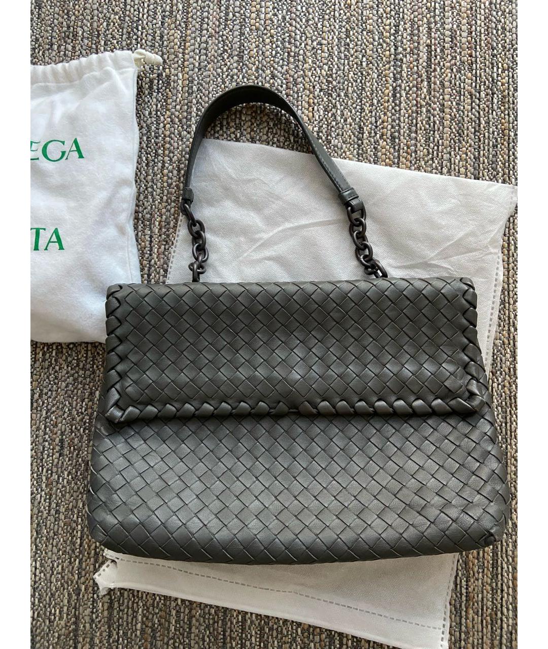 BOTTEGA VENETA Серая кожаная сумка с короткими ручками, фото 8