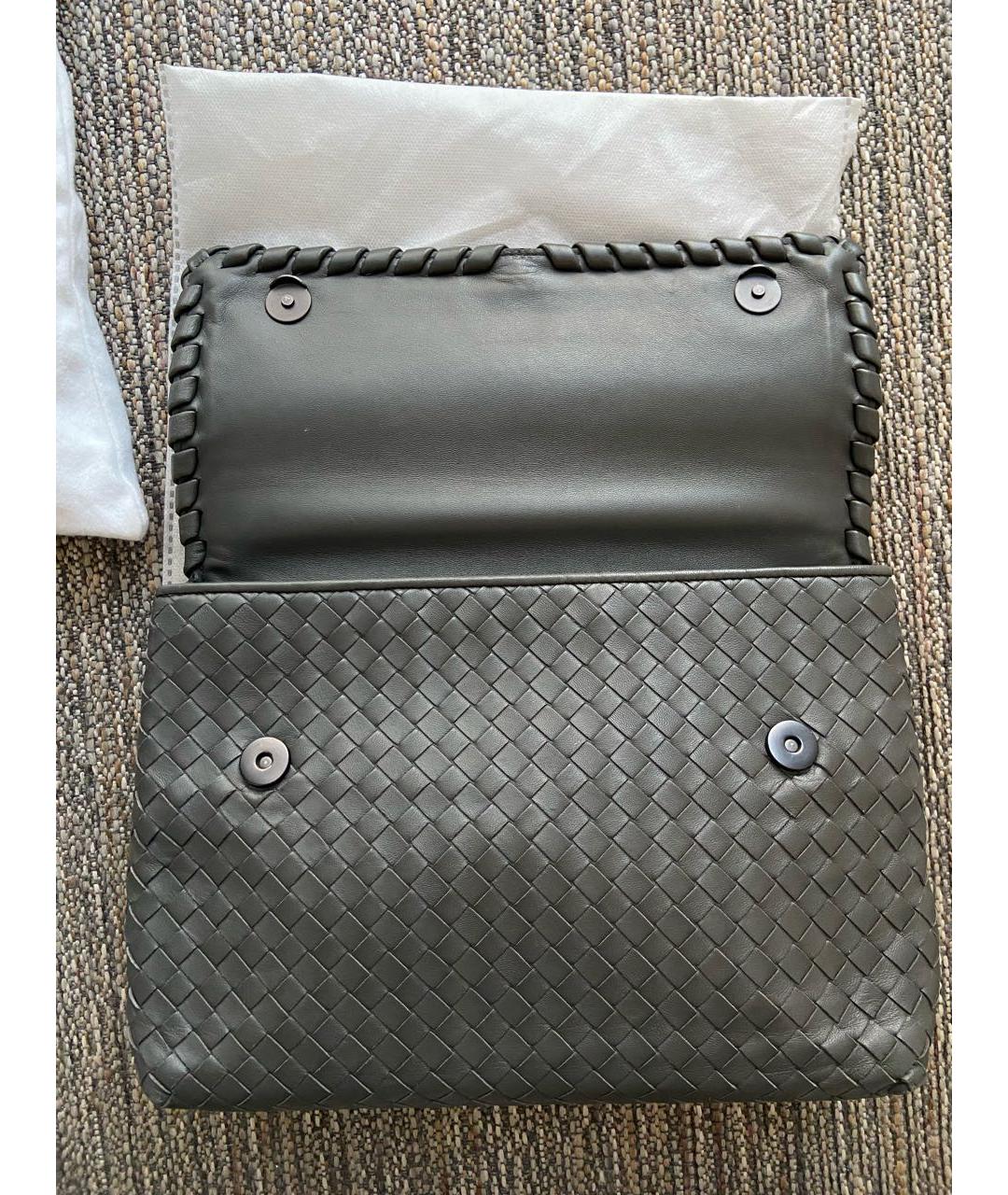 BOTTEGA VENETA Серая кожаная сумка с короткими ручками, фото 4