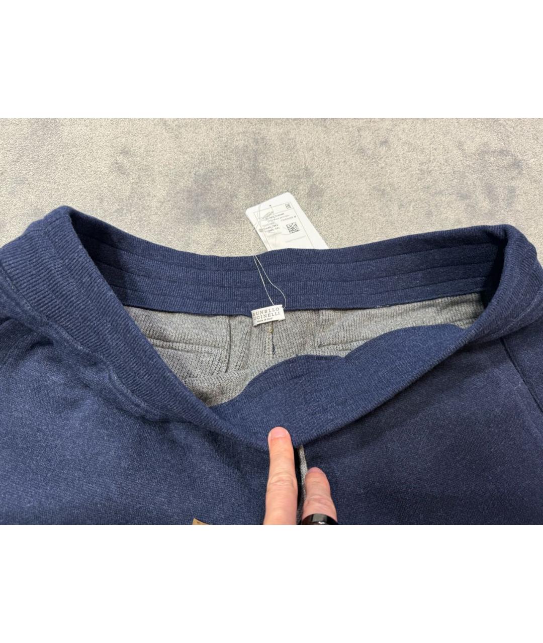 BRUNELLO CUCINELLI Темно-синие кашемировые повседневные брюки, фото 3