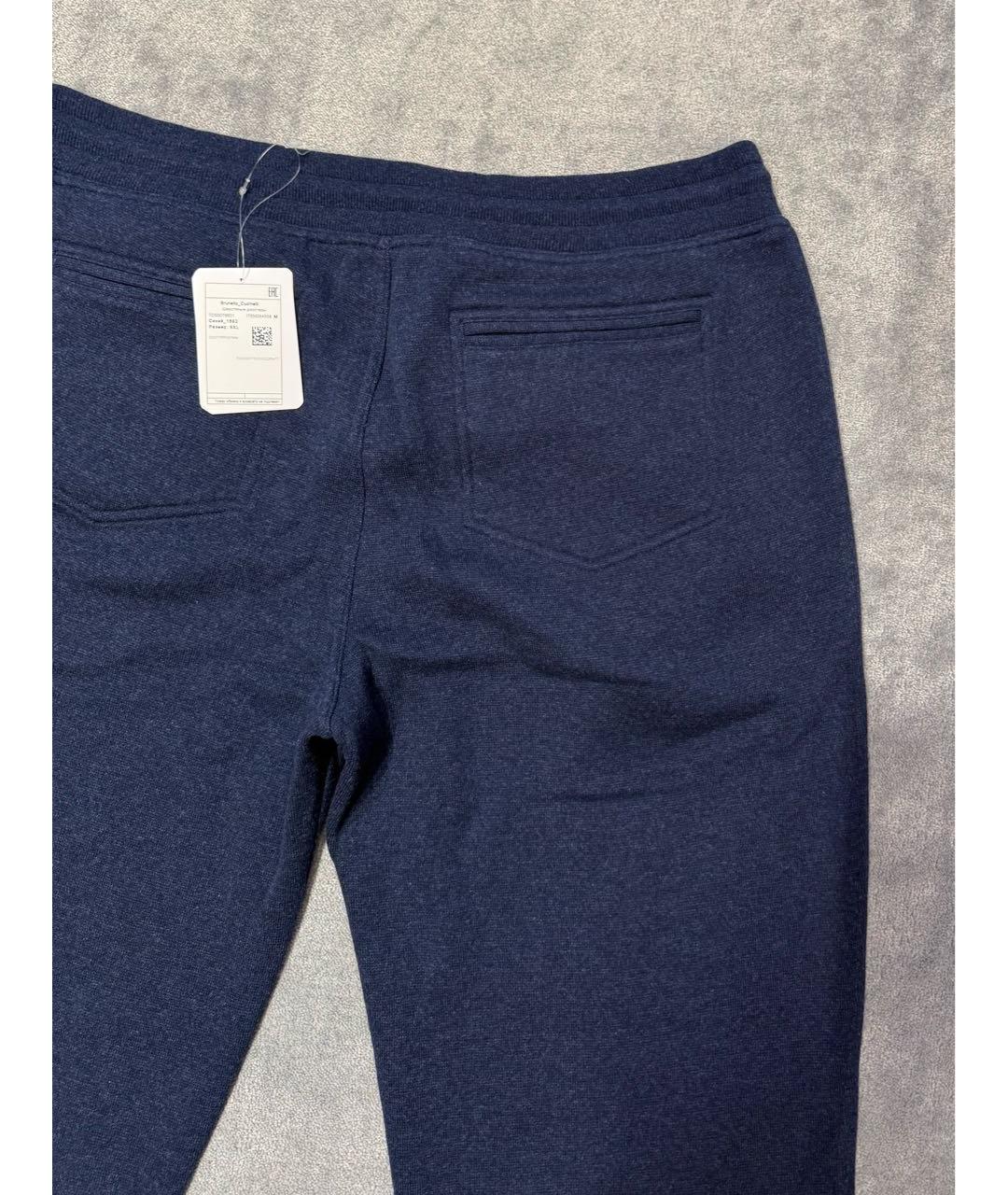 BRUNELLO CUCINELLI Темно-синие кашемировые повседневные брюки, фото 4