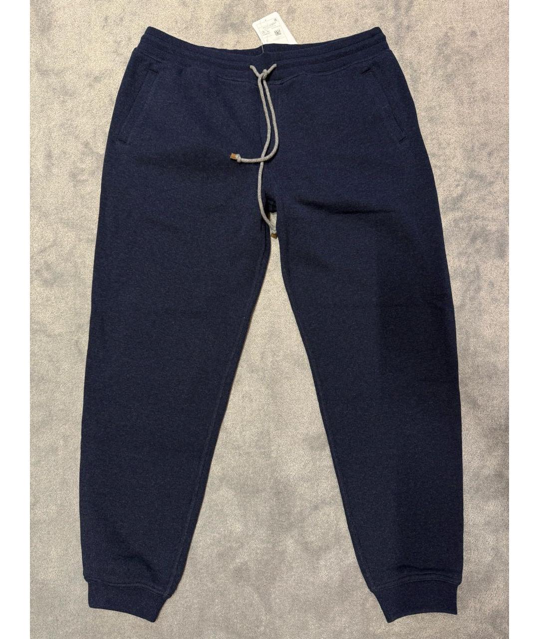 BRUNELLO CUCINELLI Темно-синие кашемировые повседневные брюки, фото 9