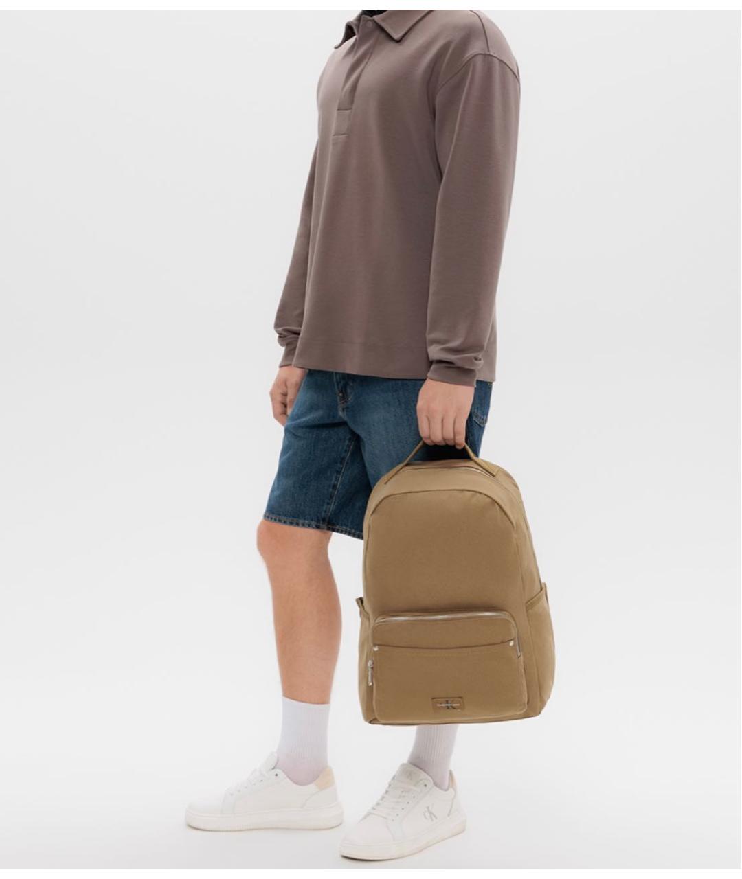 CALVIN KLEIN Бежевый тканевый рюкзак, фото 5