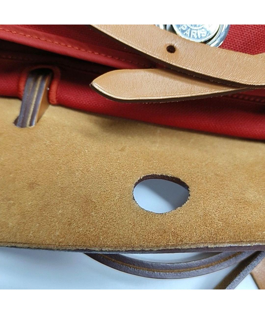 HERMES Красная кожаная сумка с короткими ручками, фото 8