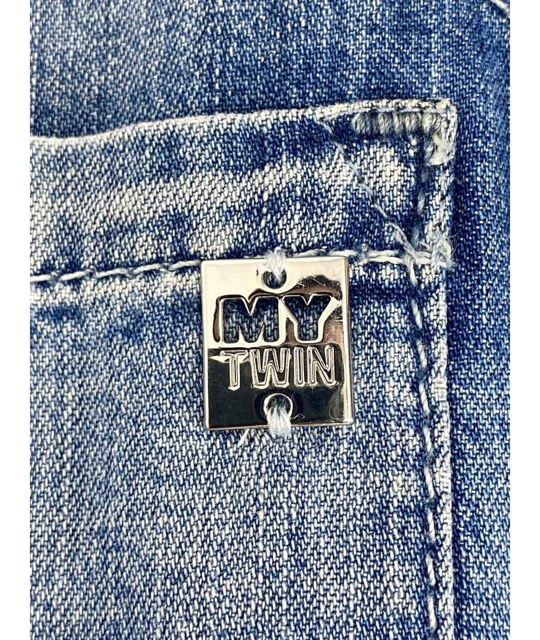 TWIN-SET Синее хлопковое повседневное платье, фото 4