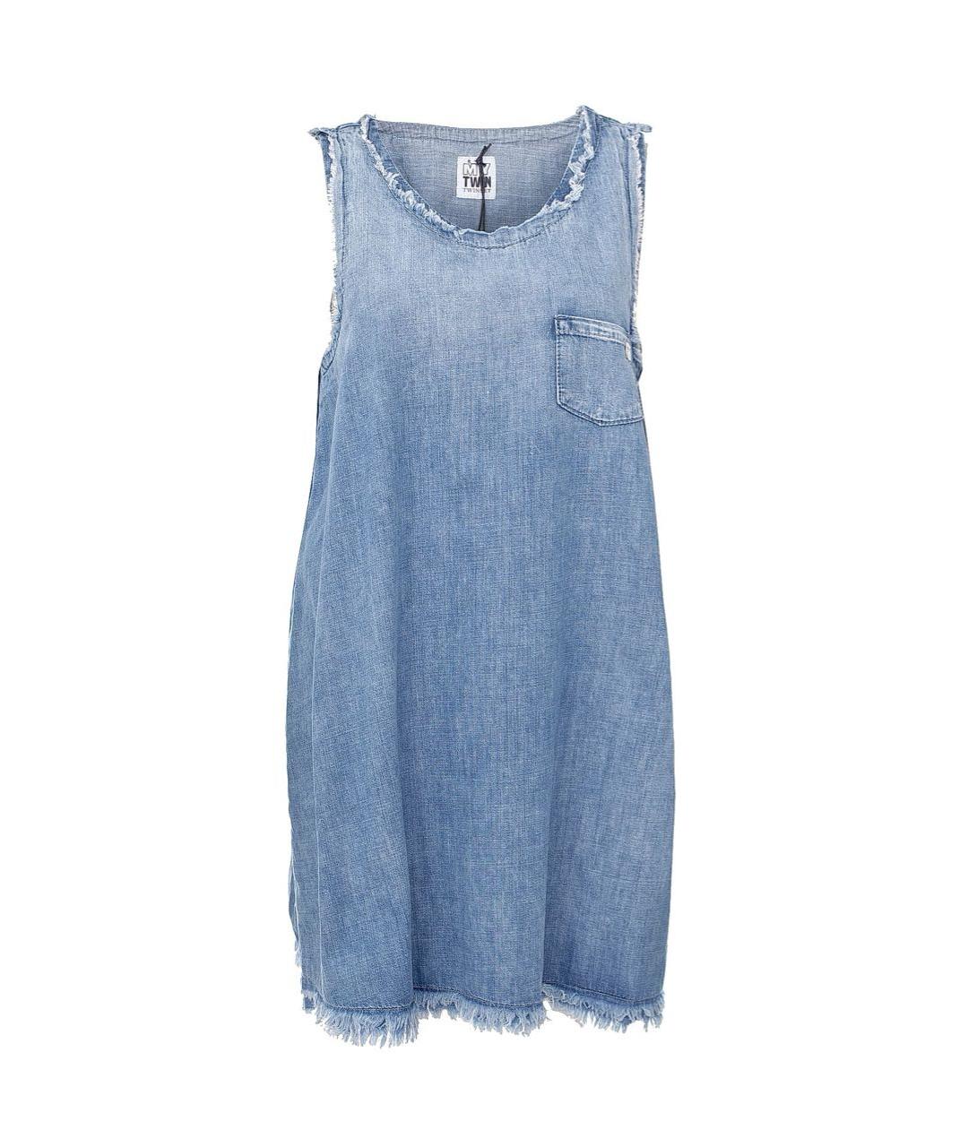 TWIN-SET Синее хлопковое повседневное платье, фото 1