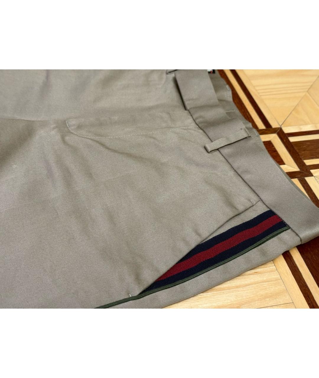 GUCCI Бежевые хлопковые классические брюки, фото 3