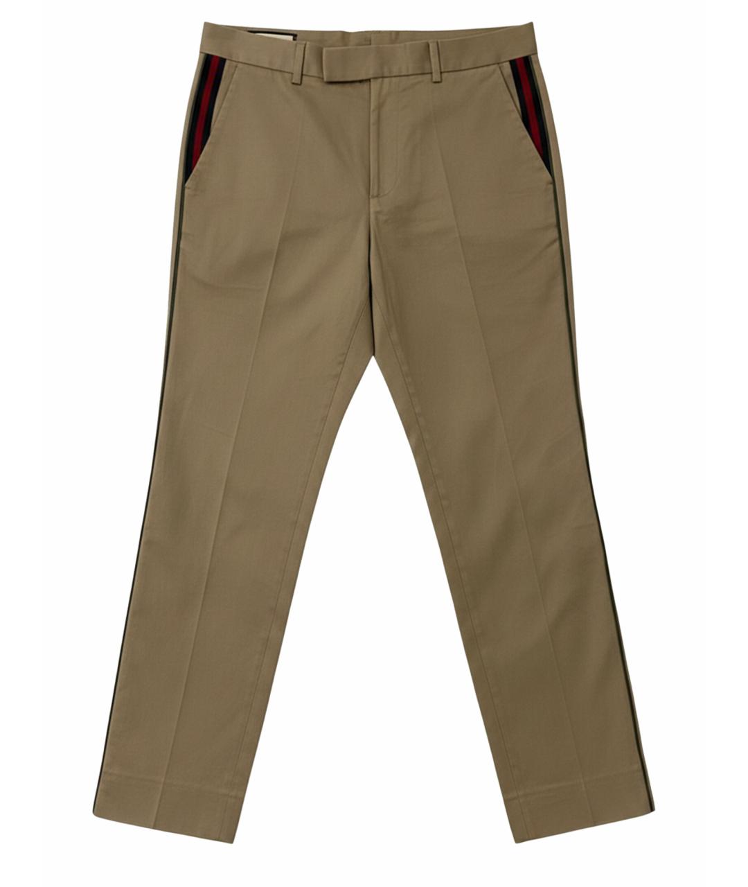GUCCI Бежевые хлопковые классические брюки, фото 1
