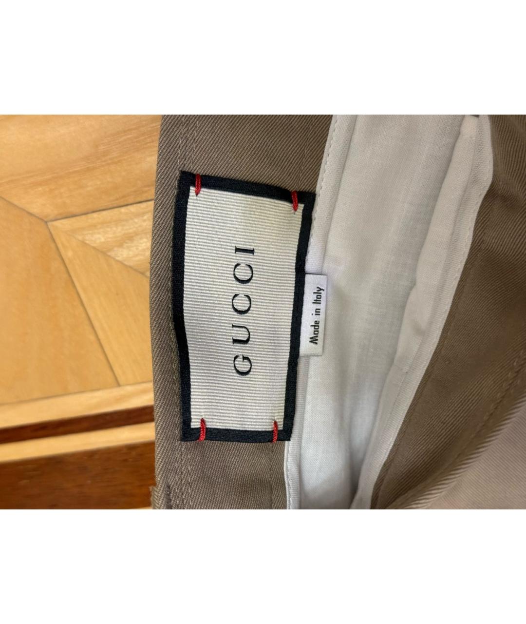 GUCCI Бежевые хлопковые классические брюки, фото 4