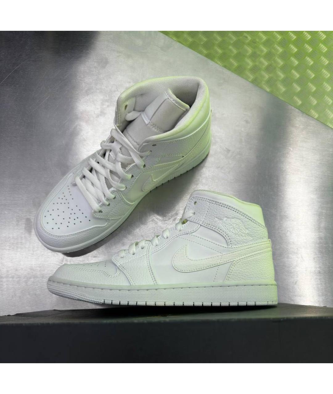 JORDAN Белые кожаные высокие кроссовки / кеды, фото 3