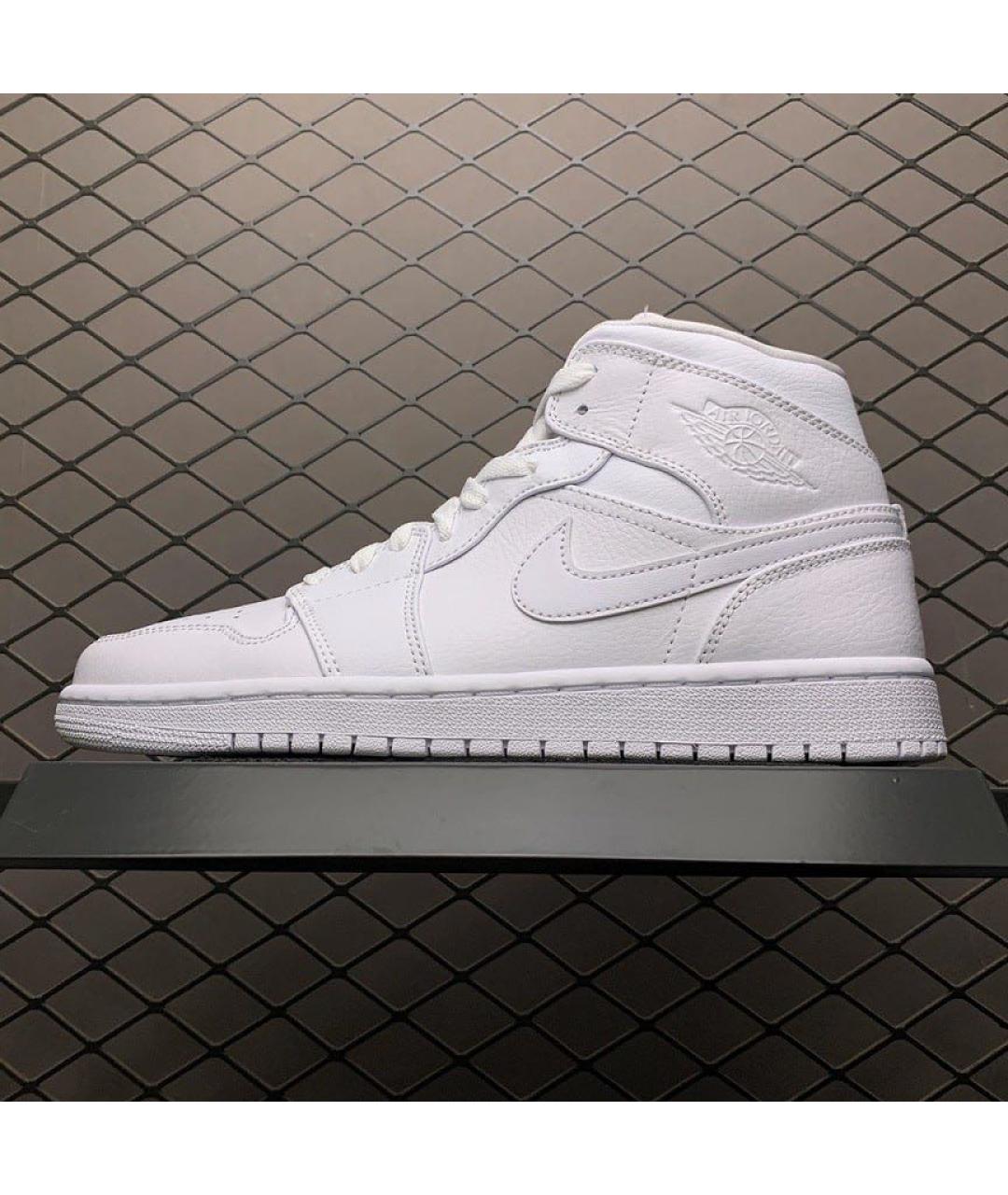 JORDAN Белые кожаные высокие кроссовки / кеды, фото 4