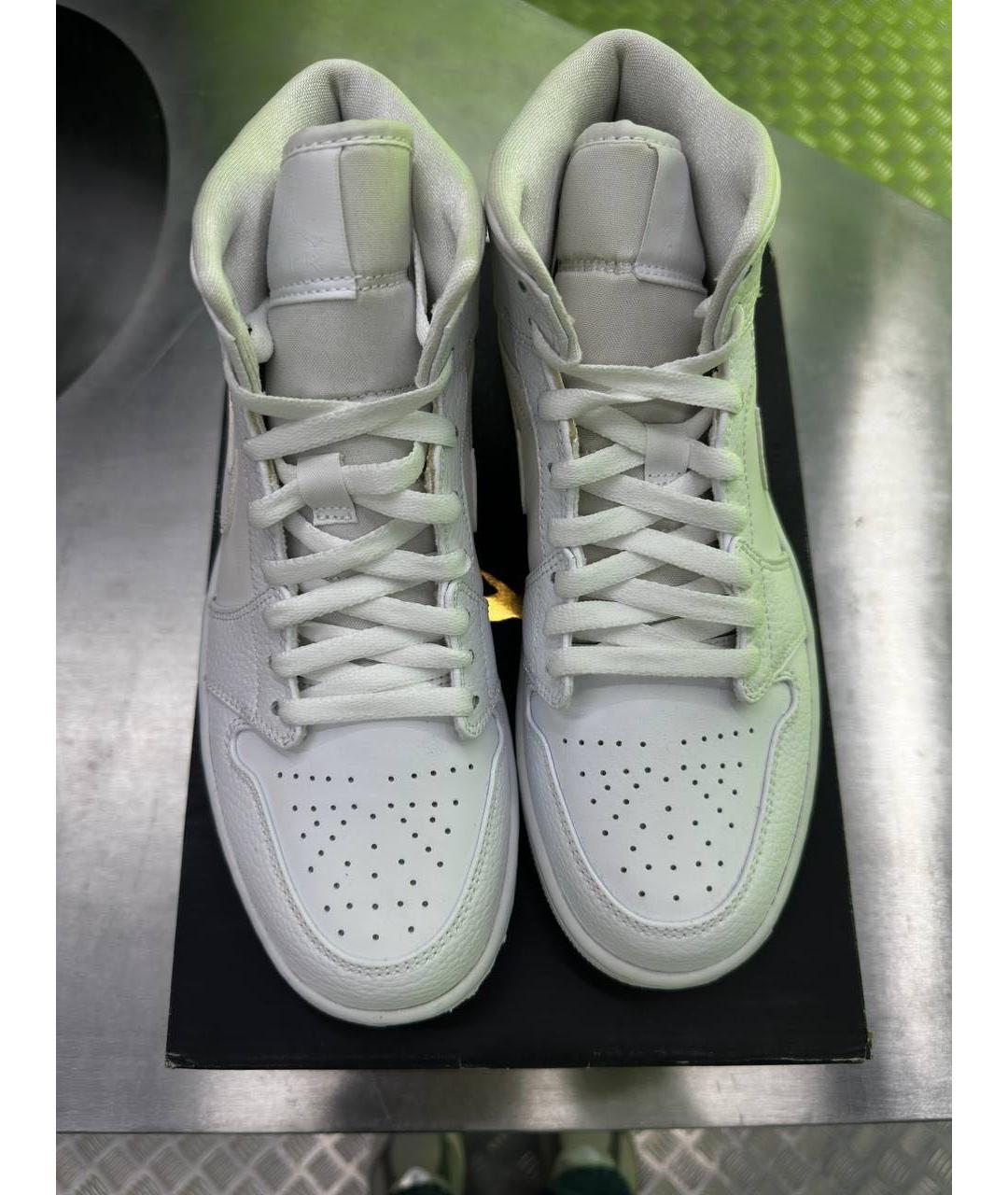 JORDAN Белые кожаные высокие кроссовки / кеды, фото 2