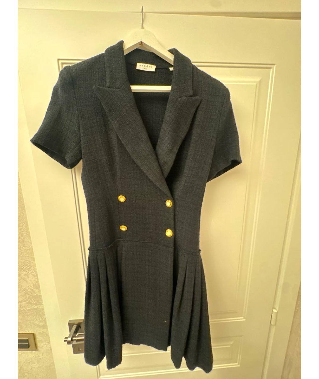 SANDRO Черное твидовое платье, фото 2