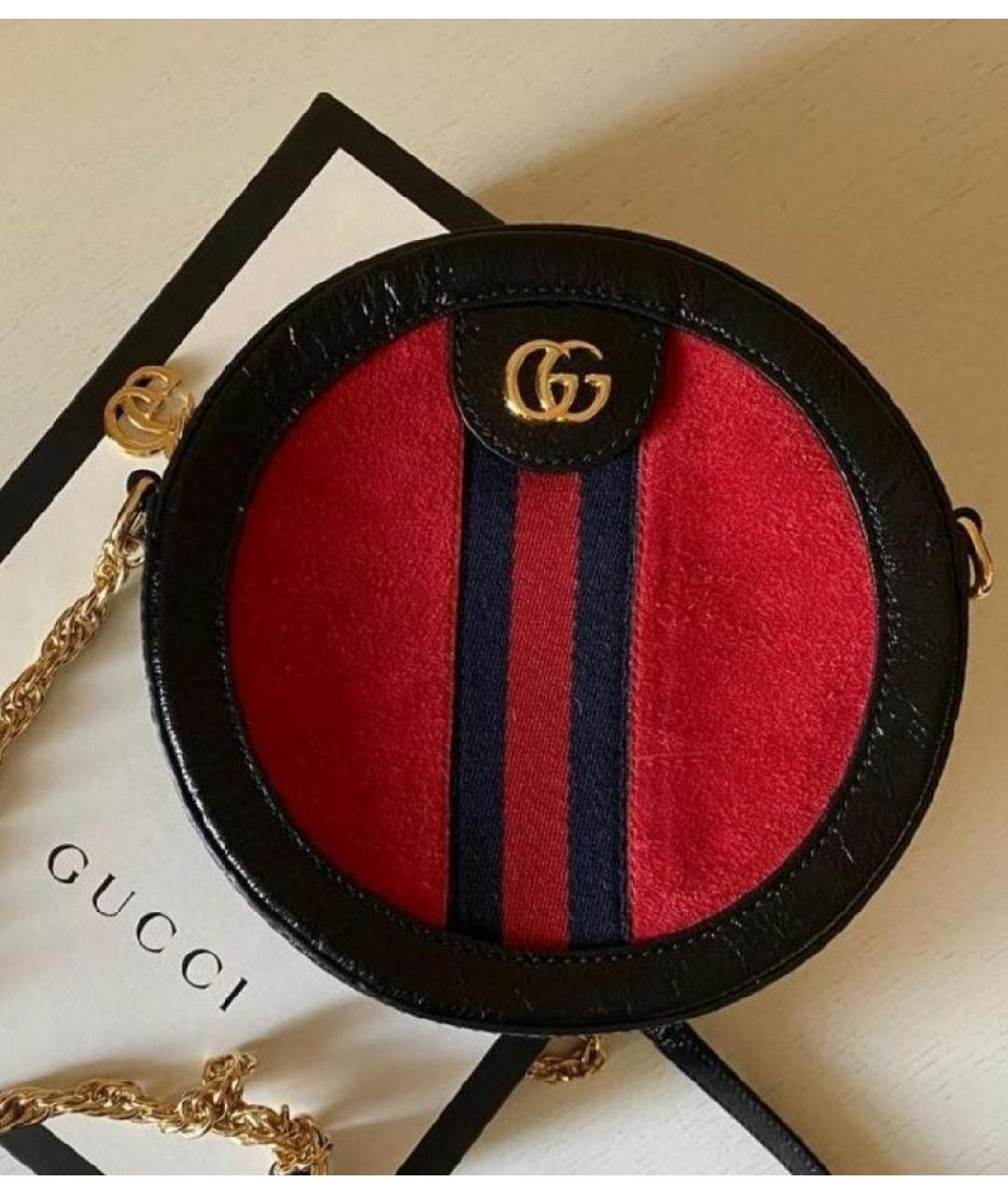 GUCCI Красная замшевая сумка через плечо, фото 5