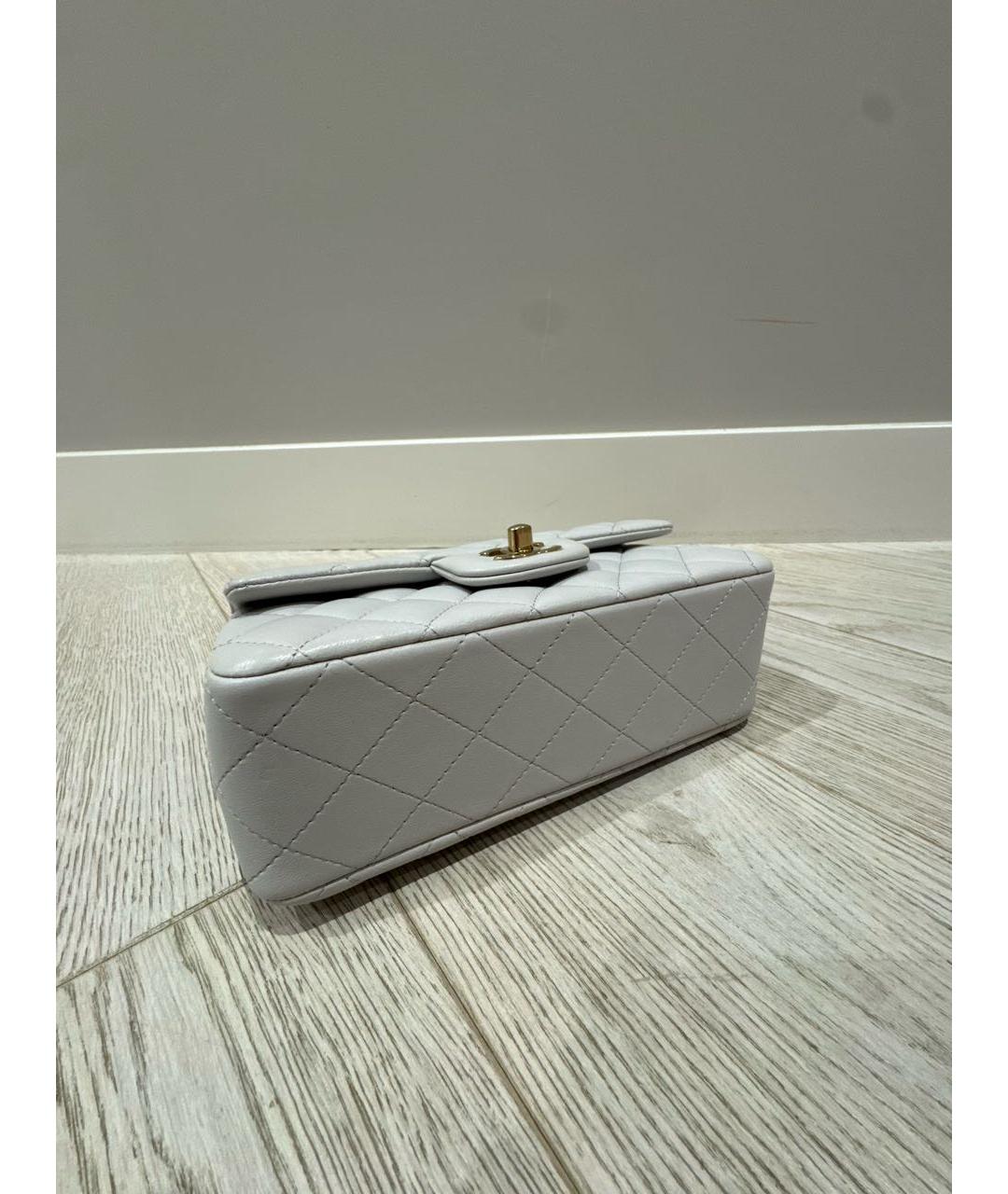 CHANEL Серая кожаная сумка с короткими ручками, фото 6