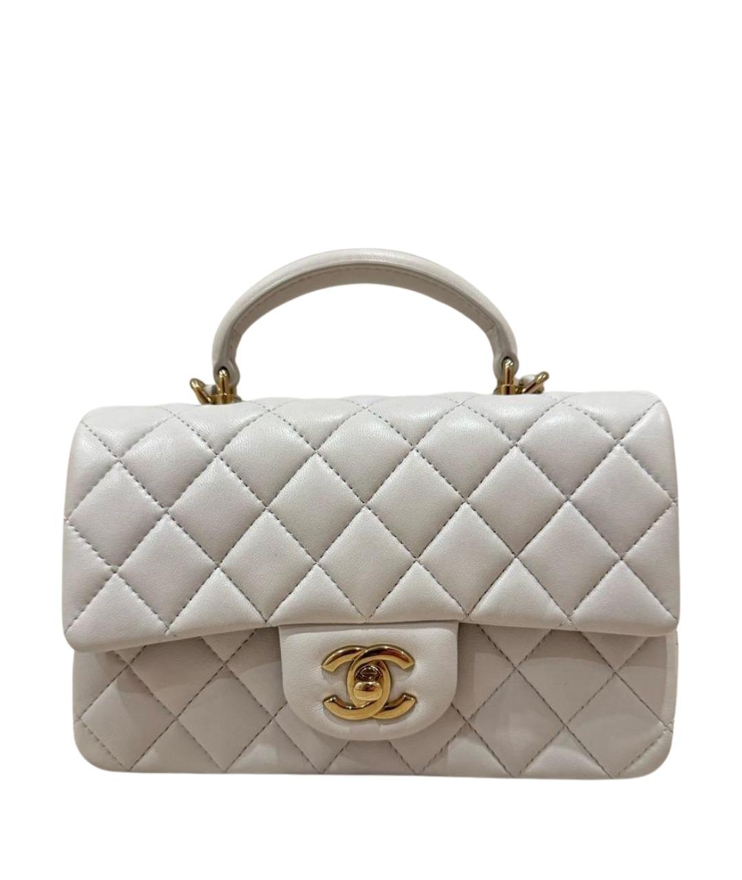 CHANEL Серая кожаная сумка с короткими ручками, фото 1