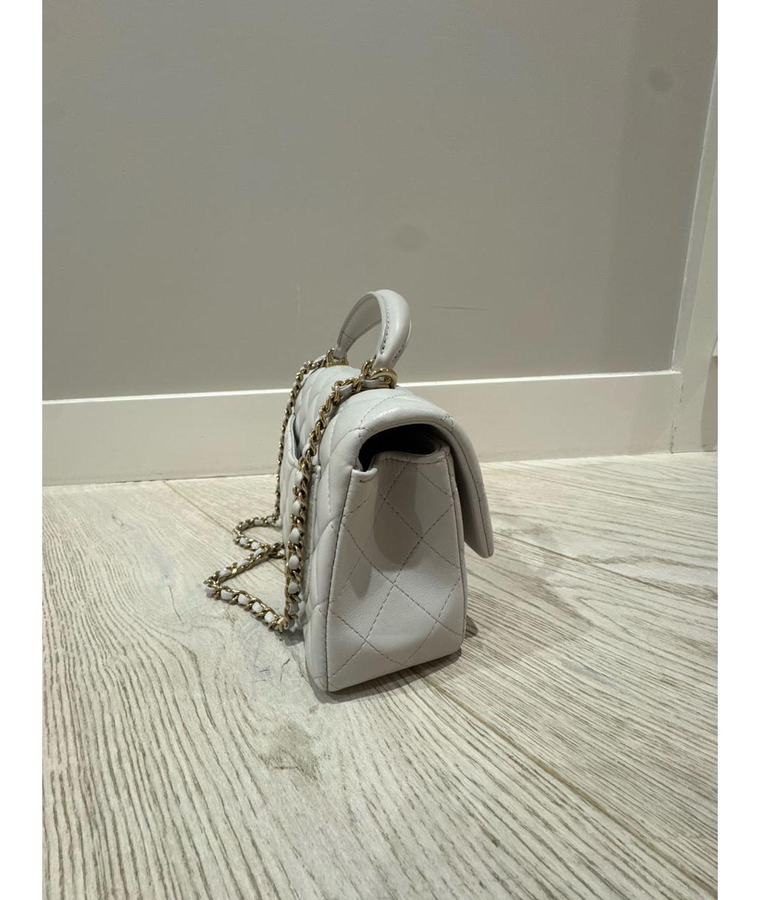 CHANEL Серая кожаная сумка с короткими ручками, фото 4