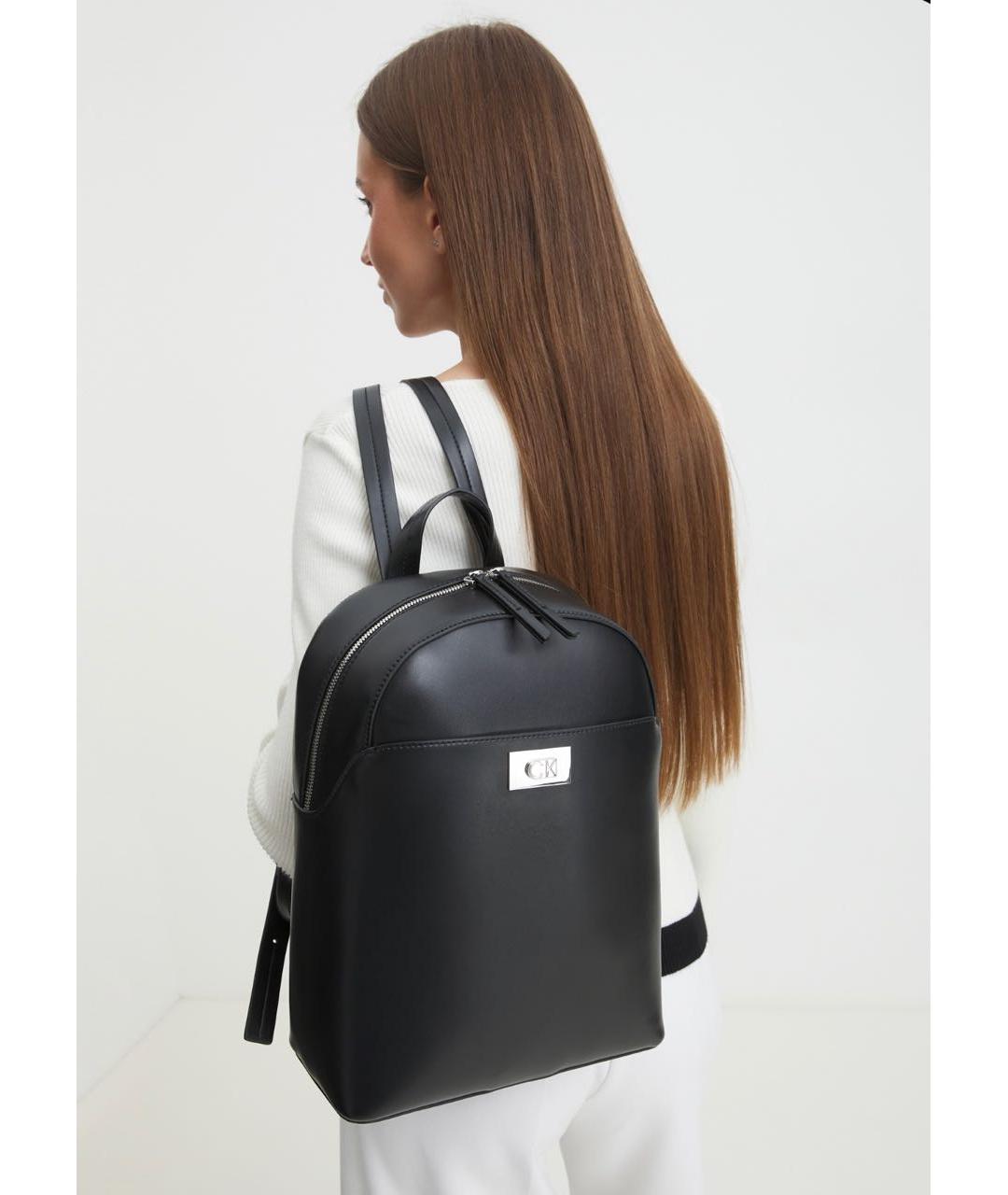 CALVIN KLEIN Черный рюкзак из искусственной кожи, фото 8